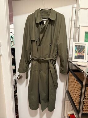 London Fog Green Double-Breasted Trench Coat